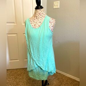Latched mama nursing tank petal crossover style large green relaxed